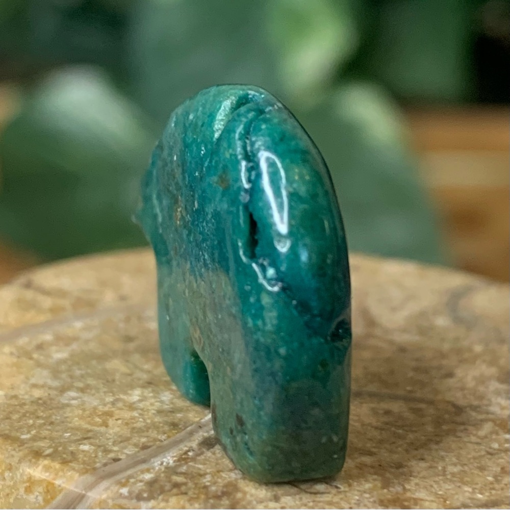 Chrysocolla Bear Fetish Bead Native American Zuni Style Top Drilled Animal 1” - Picture 6 of 15